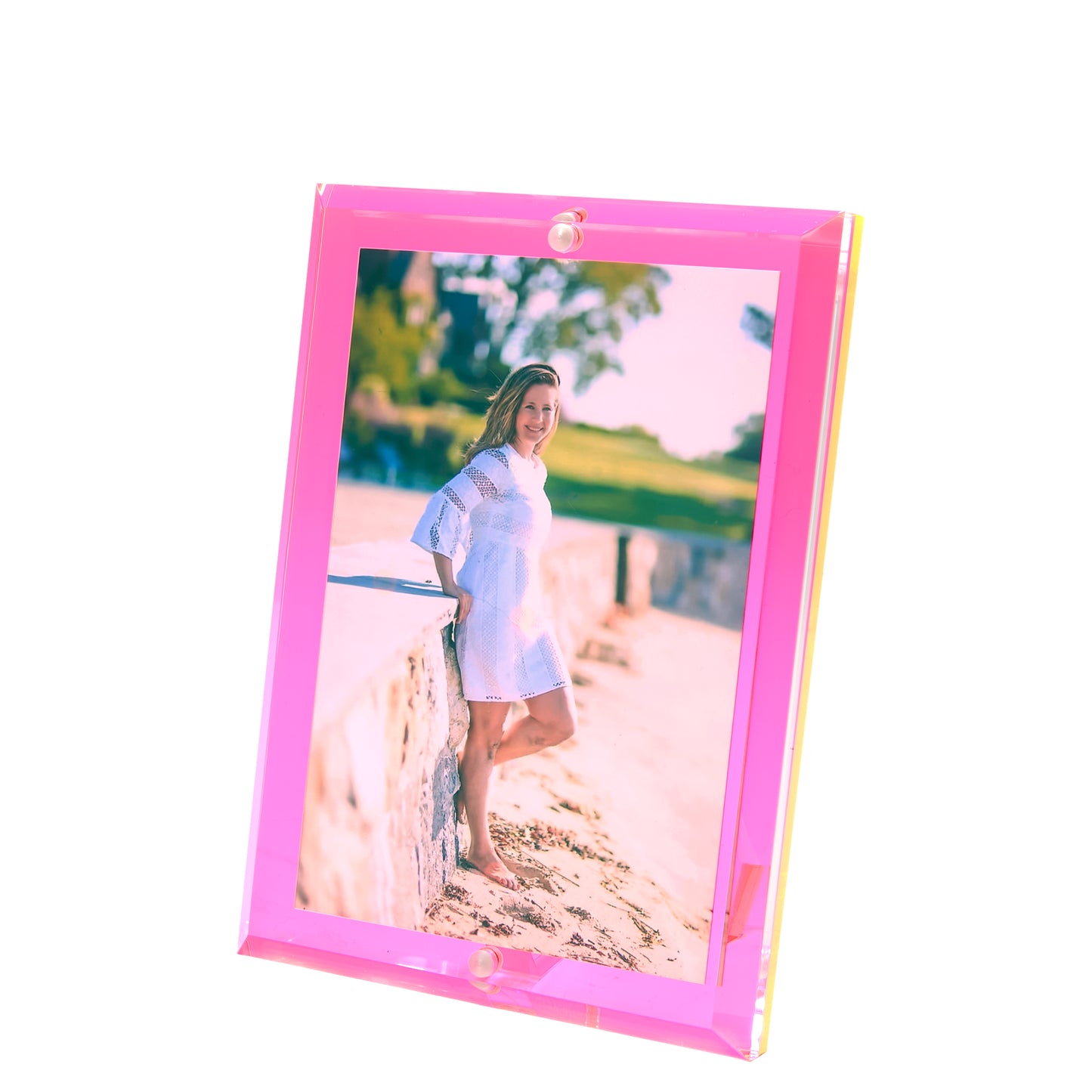 Hot Pink Acrylic 4" x 6" Beveled Frame