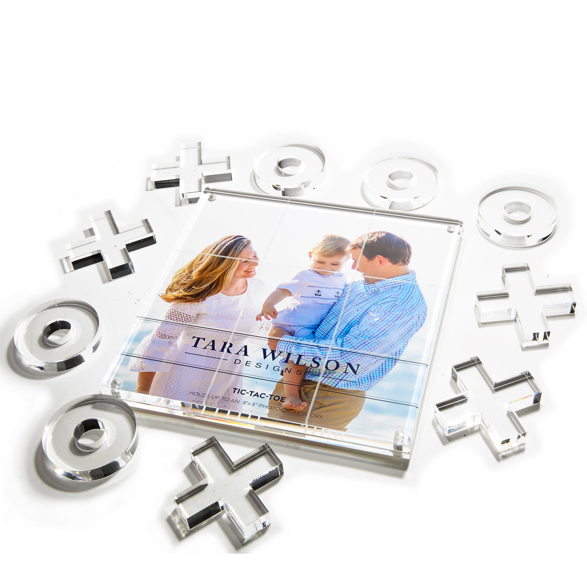 Clear X & O's with Photo Bottom Acrylic Mini Tic Tac Toe
