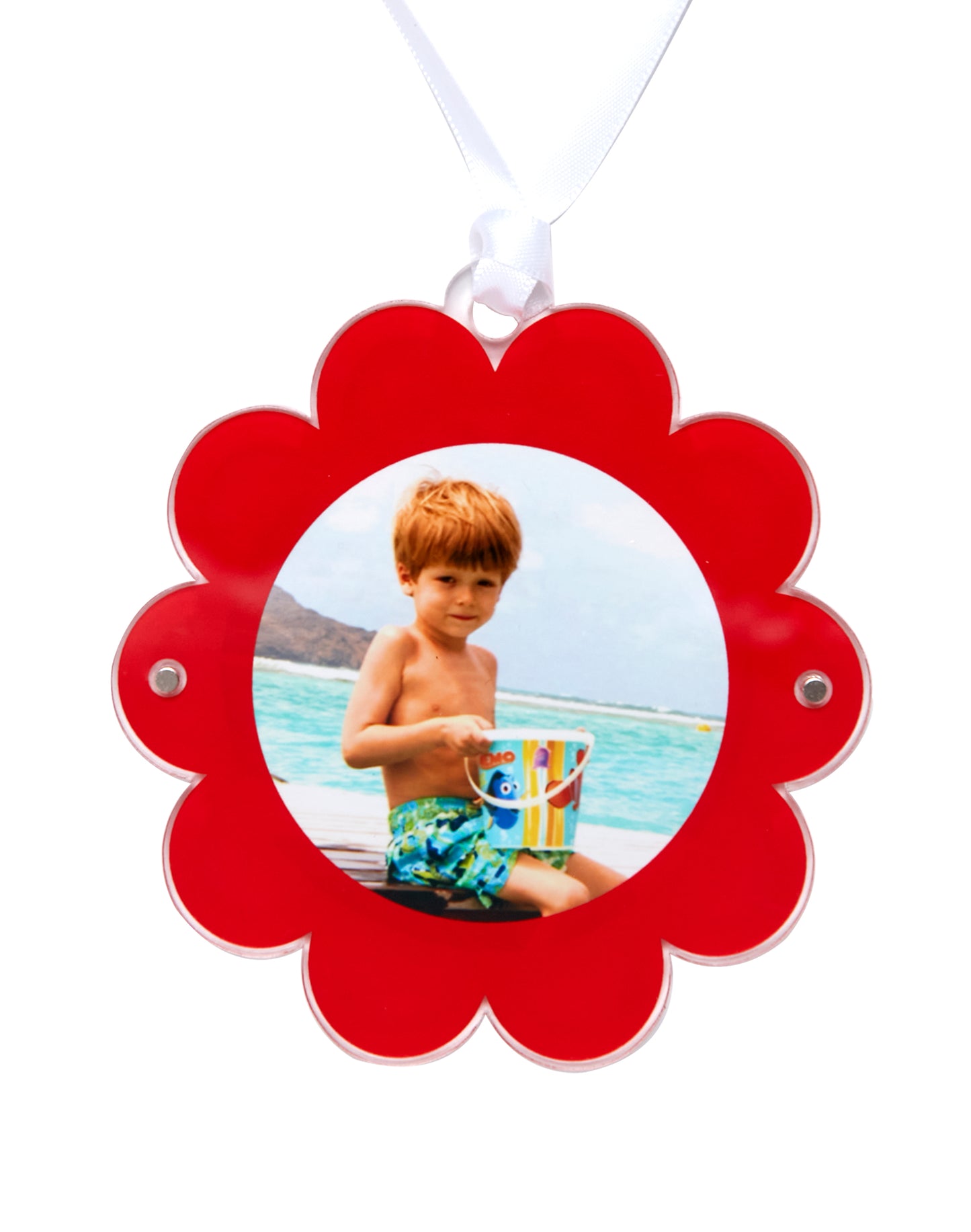 DOUBLE-SIDED DAISY ORNAMENT - RED
