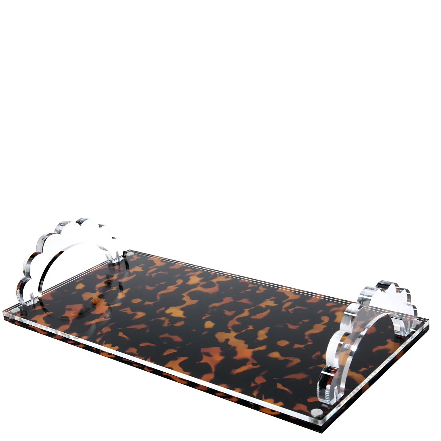 TORTOISE BASE SCALLOP HANDLE PHOTO TRAY
