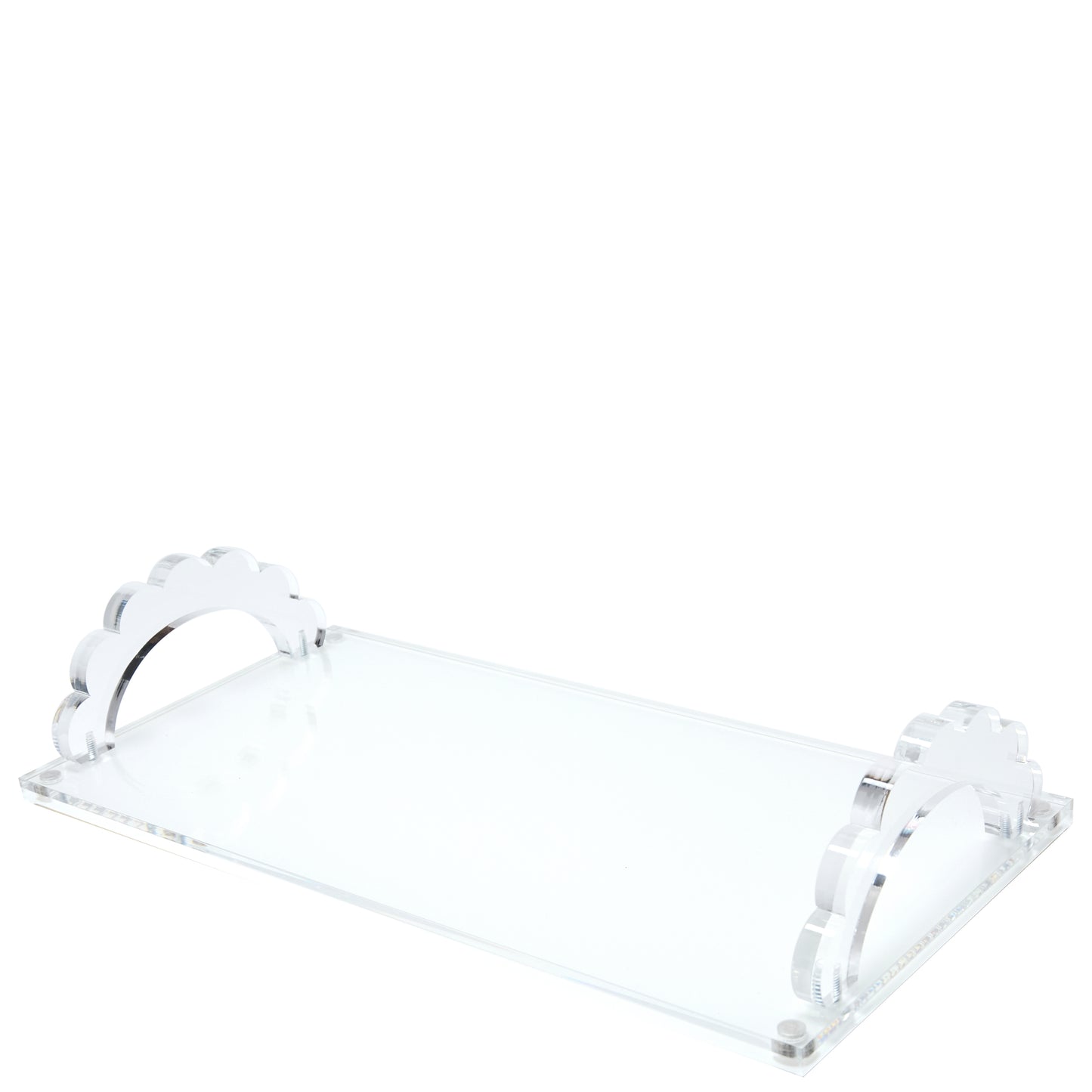 WHITE BASE SCALLOP HANDLE PHOTO TRAY