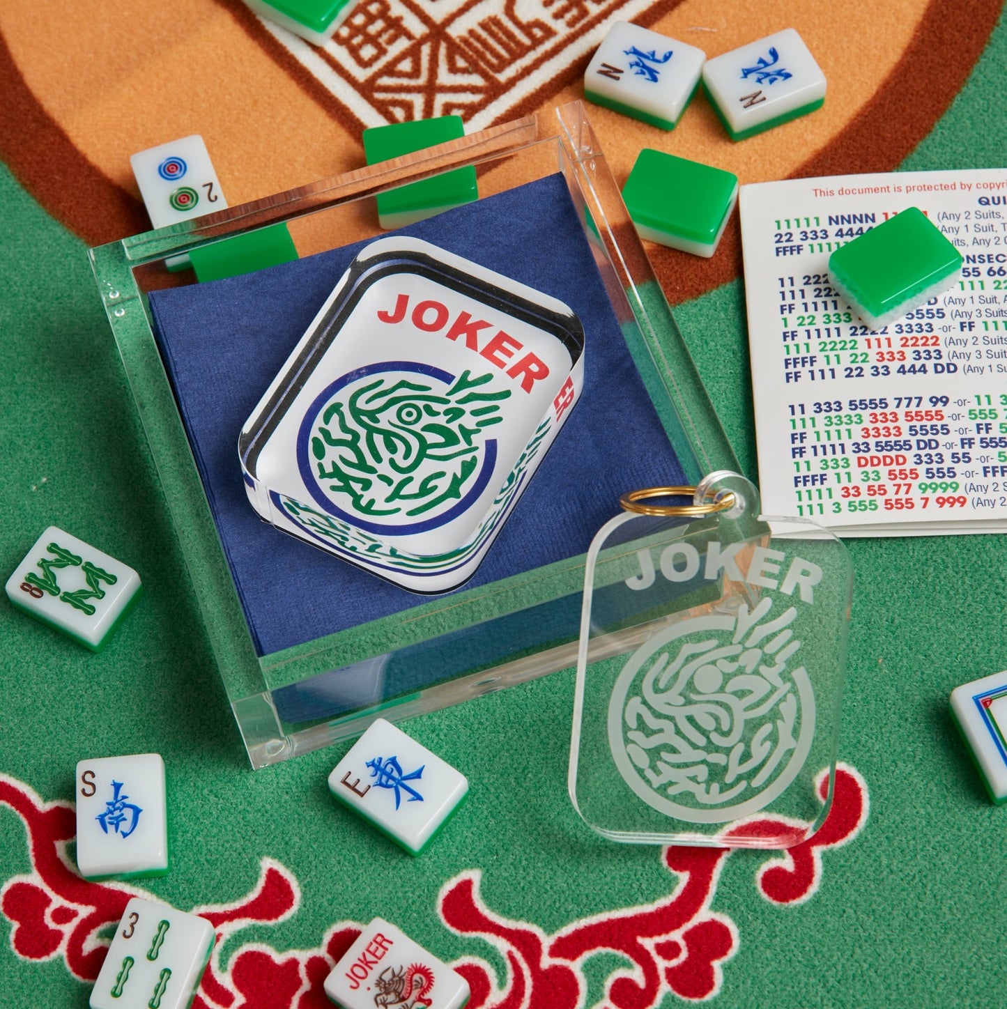 Mahjong Joker Acrylic Cocktail Napkin Holder - Tara Wilson Designs