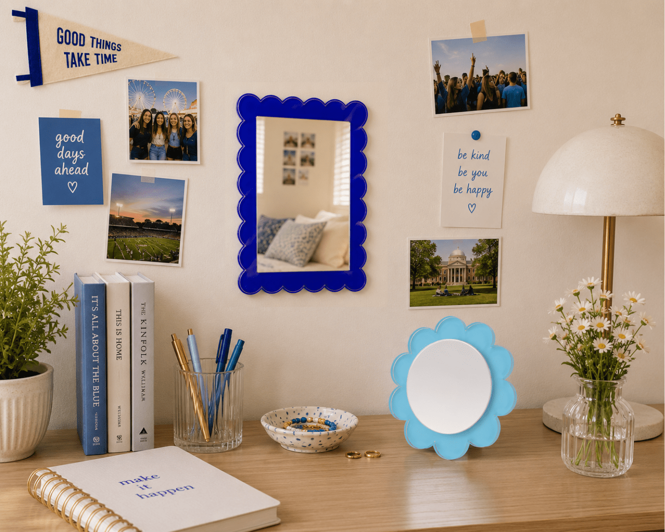 Pastel Blue Acrylic Daisy Mirror - Tara Wilson Designs