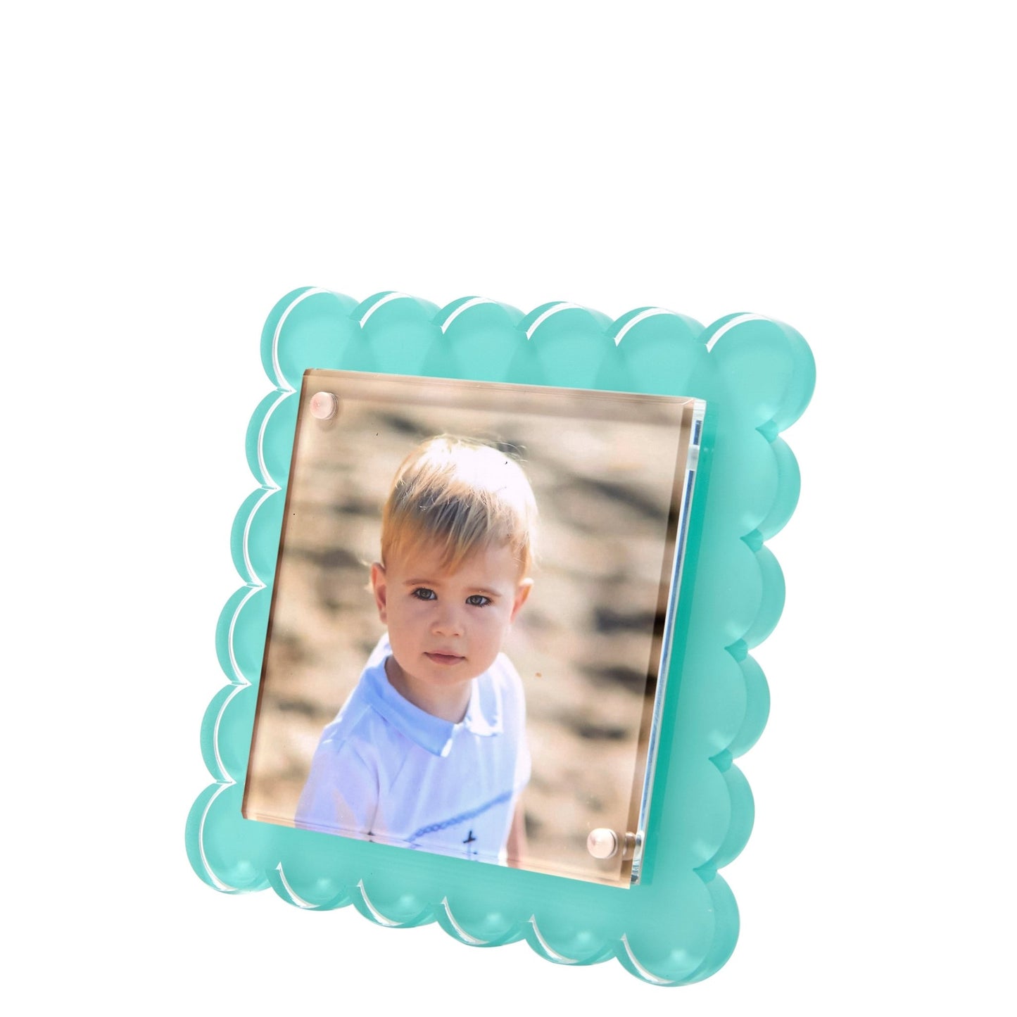 Pastel Turquoise Acrylic Square Scallop Frame - Tara Wilson Designs