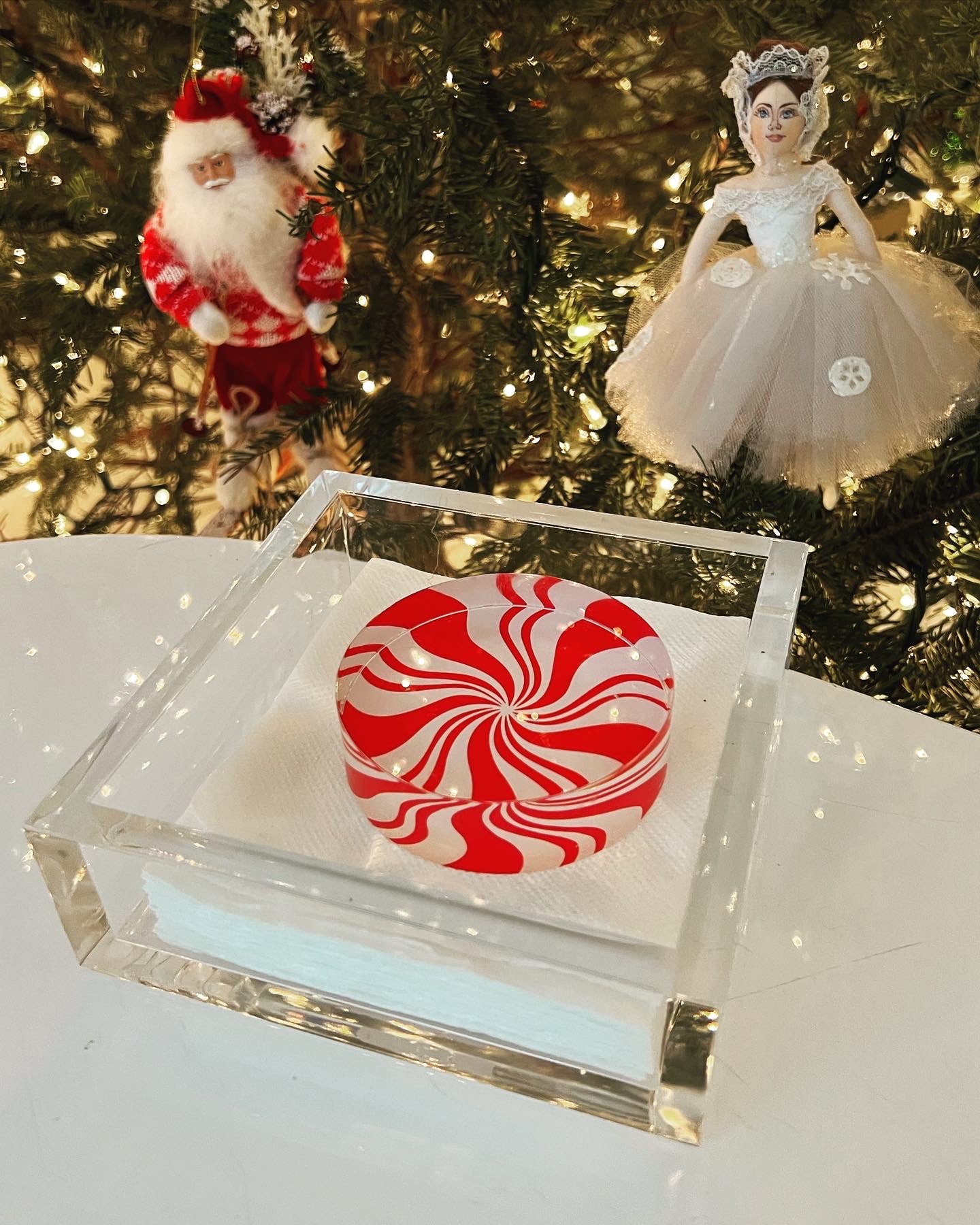Peppermint Candy Acrylic Cocktail Napkin Holder - Tara Wilson Designs