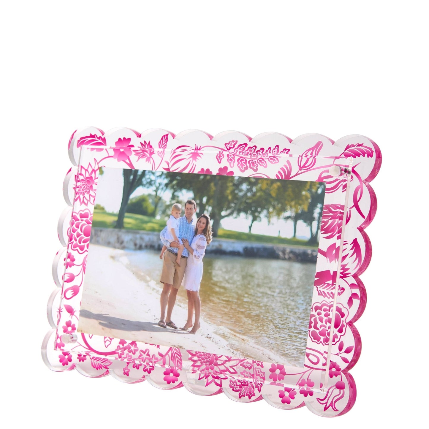 Pink Toile Acrylic Scallop Frame - Tara Wilson Designs