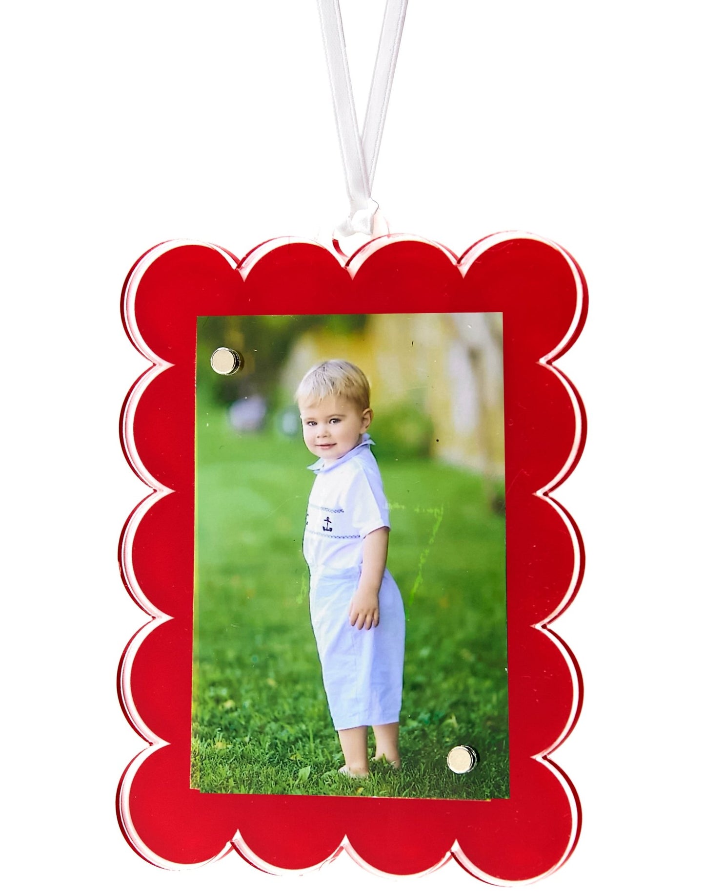 Red Acrylic Double - Sided Scallop Ornament - Tara Wilson Designs