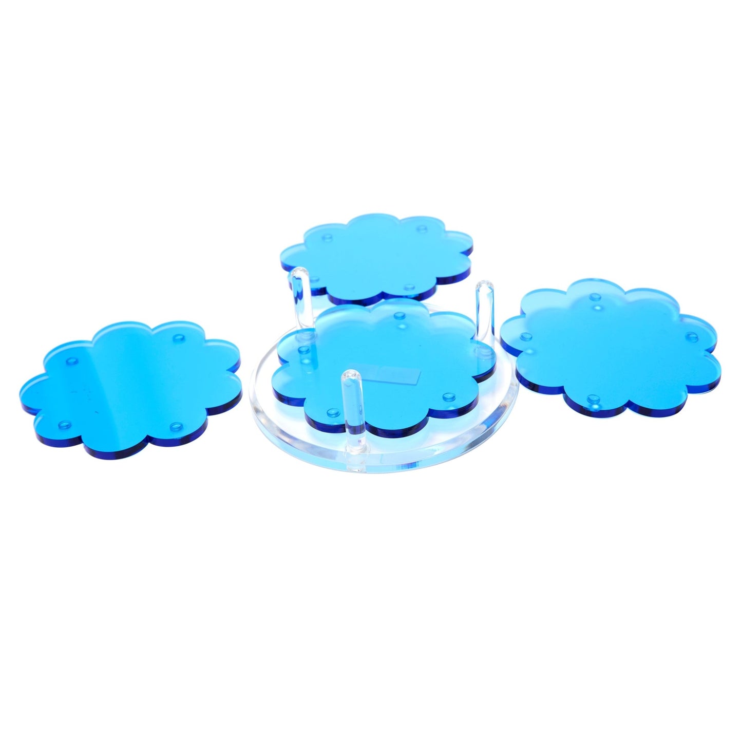 Sapphire Blue Acrylic Scallop Drink Coasters - Tara Wilson Designs