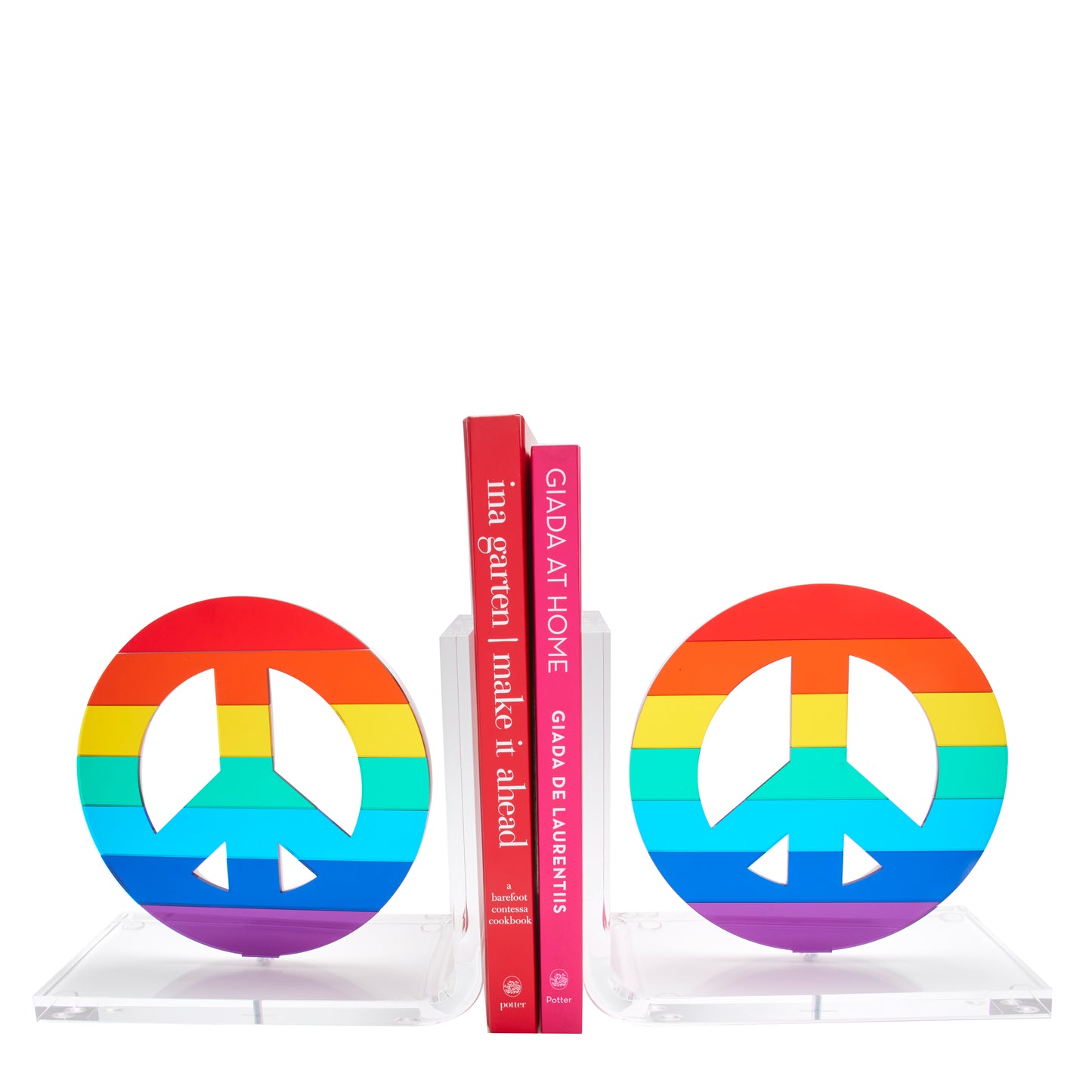 BOOKENDS - MIRROR PEACE SIGN (RAINBOW COLORS)
