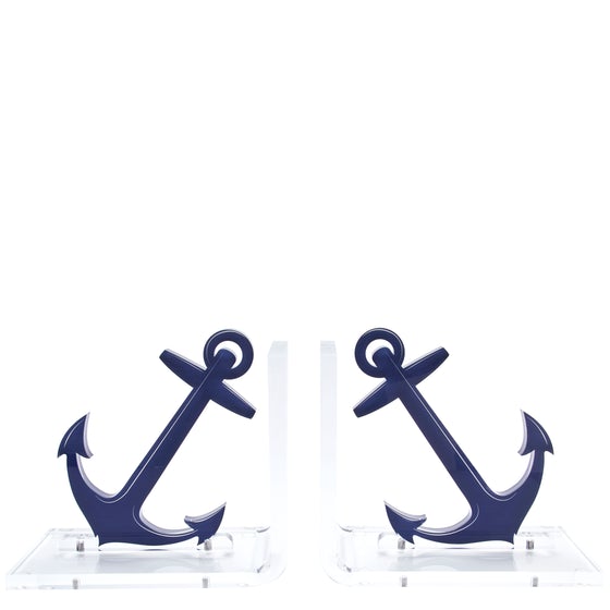Blue Anchor Acrylic Bookends - Tara Wilson Designs