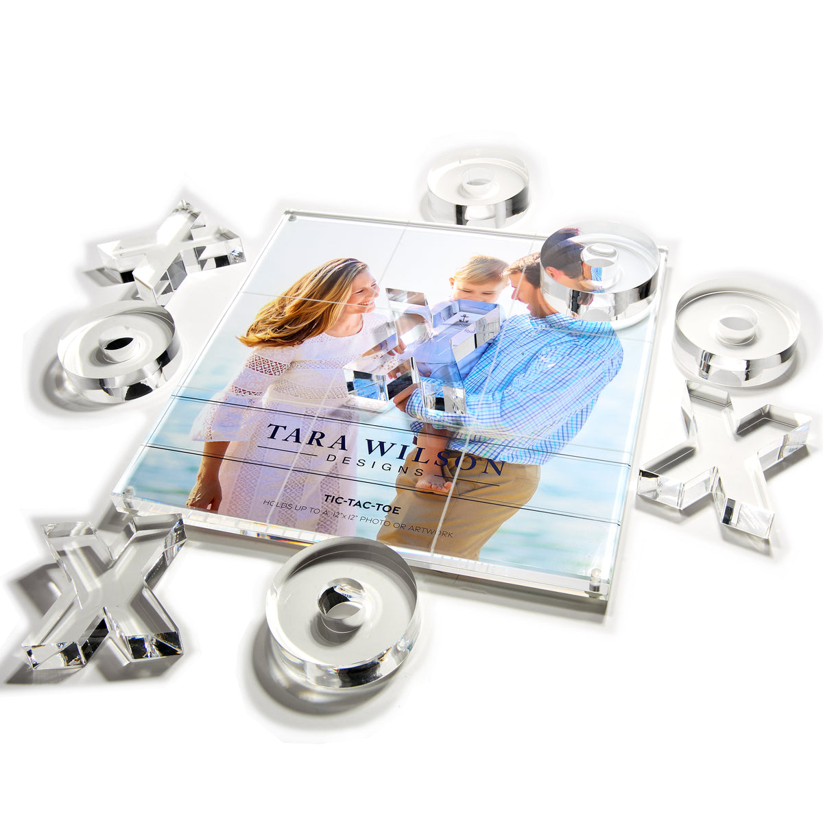 Clear X & O's with Photo Bottom Acrylic Tic Tac Toe