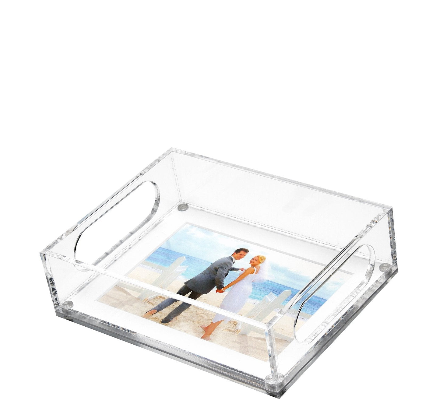 PHOTO TRAY - 6.5" x 8.5" WITH WHITE MAT FOR 5" X 7" PHOTO