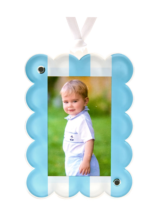 PASTEL BLUE - WHITE PHOTO ORNAMENT