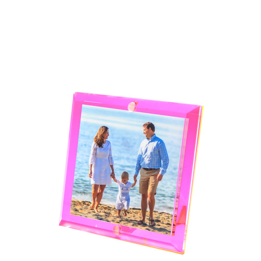Hot Pink Acrylic 4" x 4" Beveled Frame