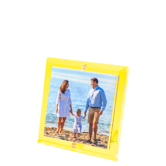 Transparent Yellow Acrylic 4" x 4" Beveled Frame