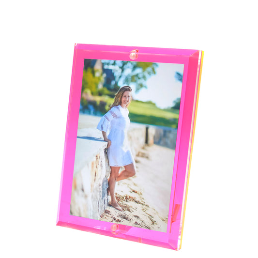 Hot Pink Acrylic 4" x 6" Beveled Frame