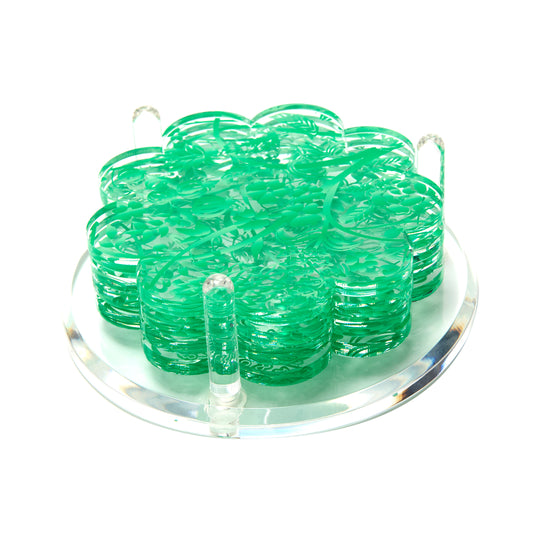 SCALLOP COASTERS - TOILE- GREEN