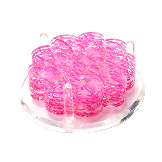 SCALLOP DRINK COASTERS - TOILE - PINK