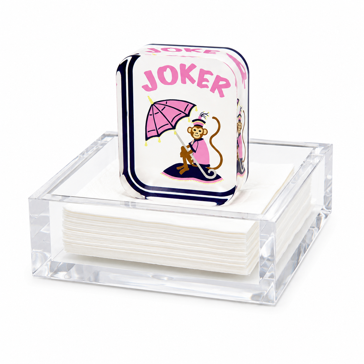 Mahjong Monkey Acrylic Cocktail Napkin Holder