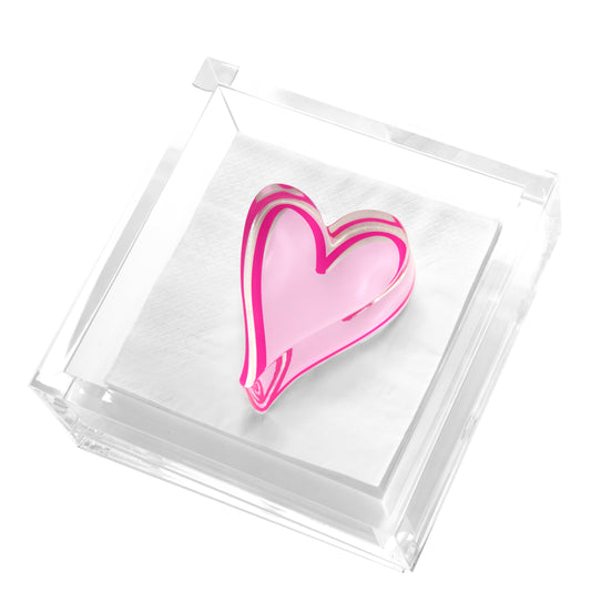 COCKTAIL NAPKIN HOLDER- PINK HEART