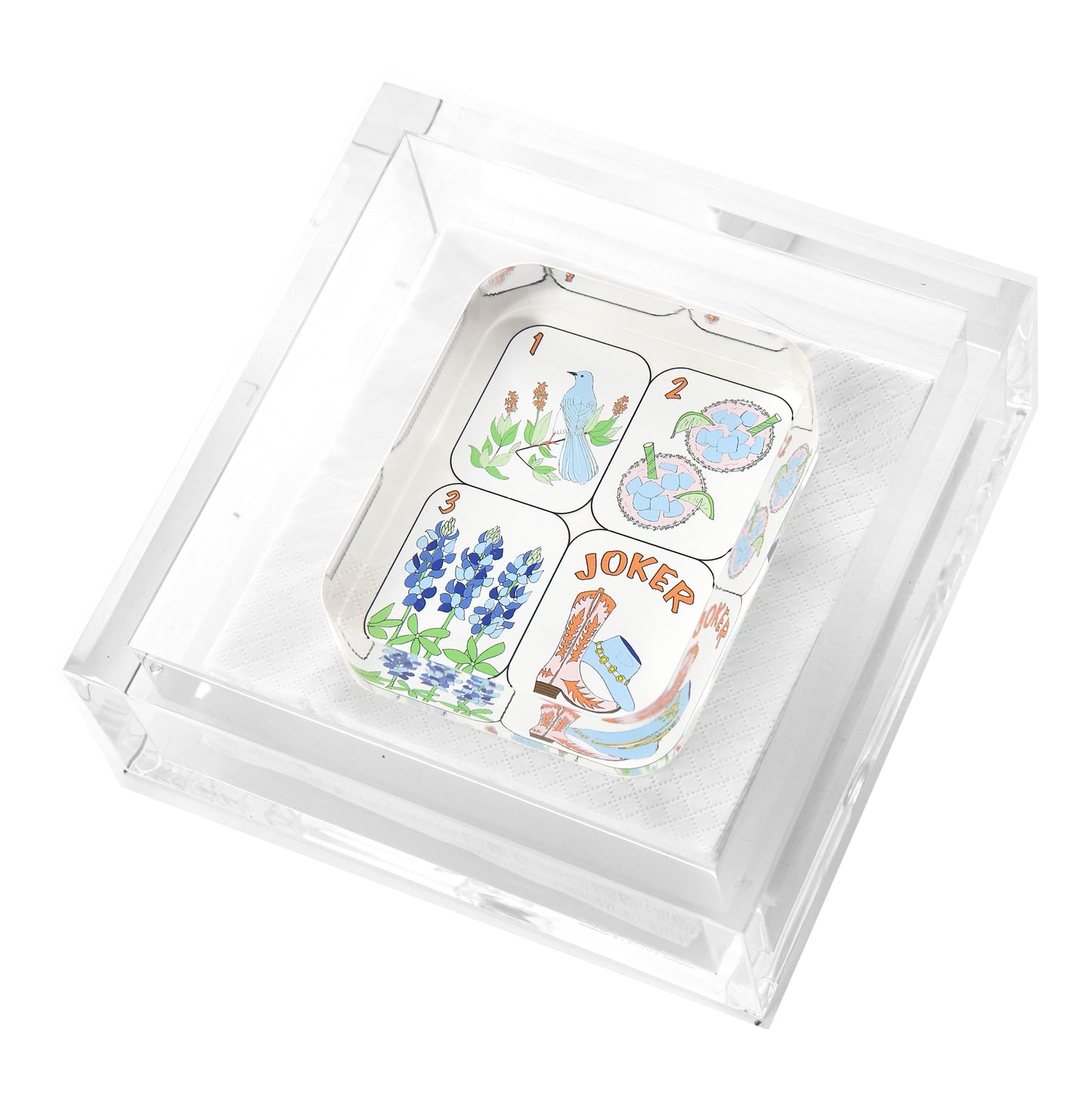 COCKTAIL NAPKIN HOLDER - TEXAS MAHJONG TILES