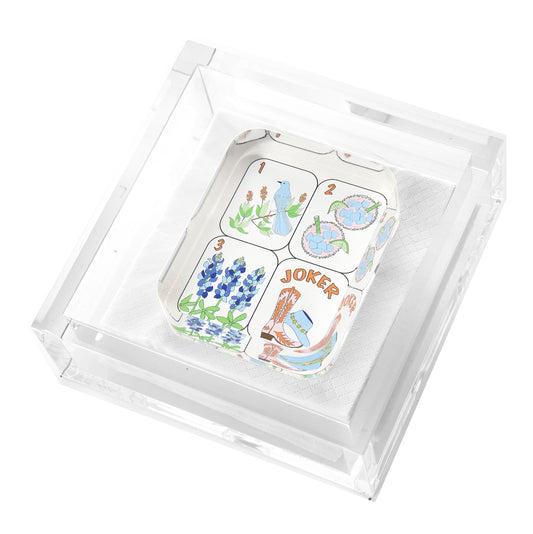COCKTAIL NAPKIN HOLDER - TEXAS MAHJONG TILES