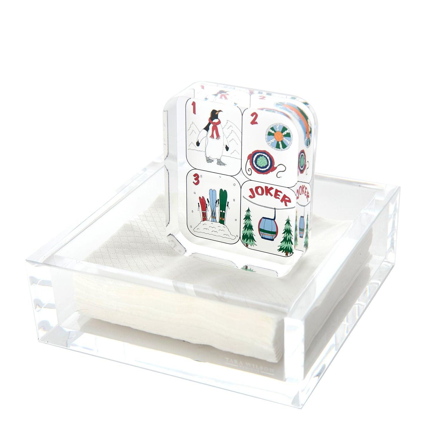 COCKTAIL NAPKIN HOLDER - WINTER MAHJONG TILES