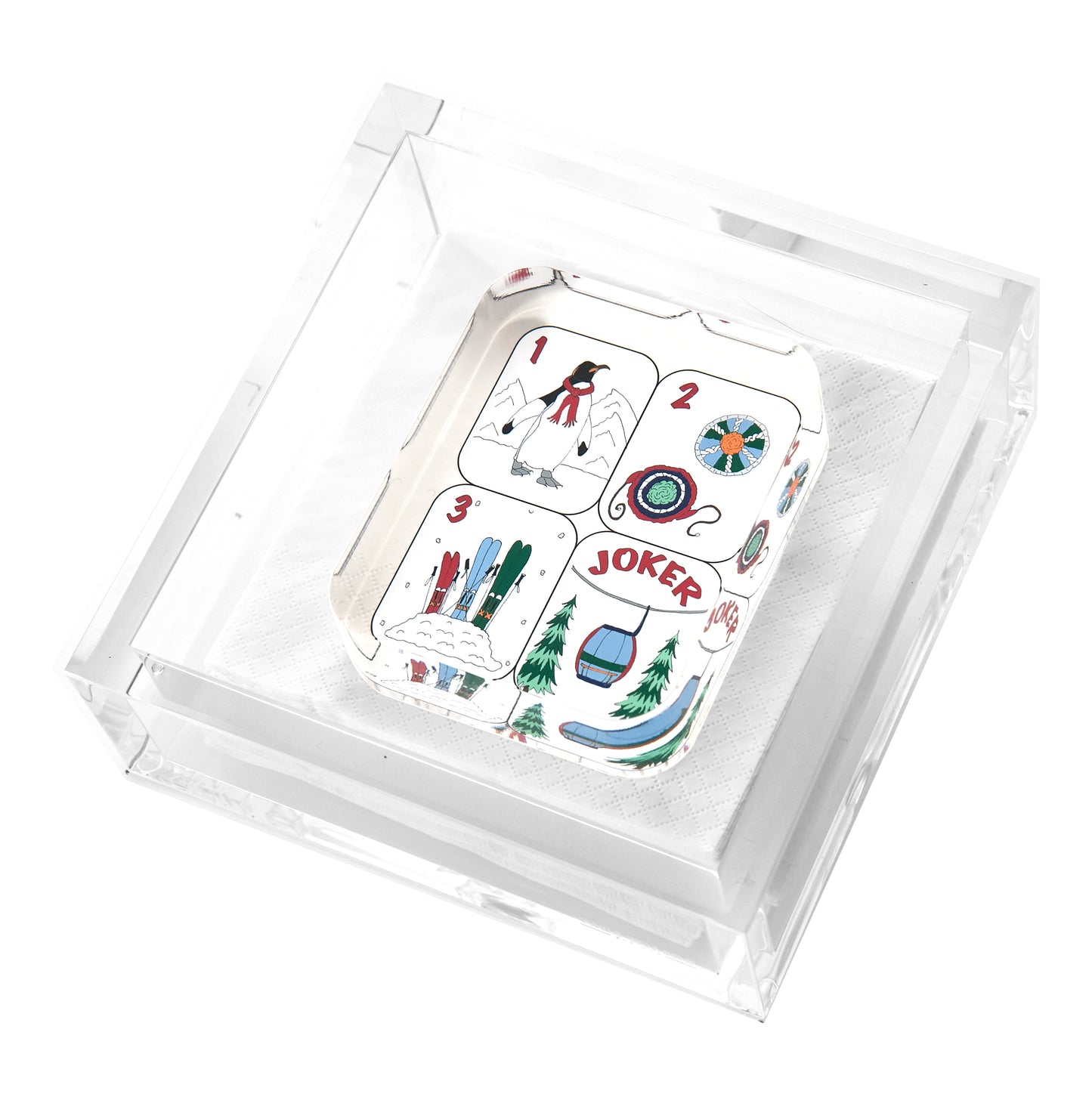COCKTAIL NAPKIN HOLDER - WINTER MAHJONG TILES