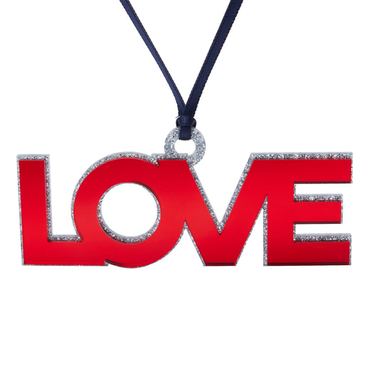 Red Mirrored Love Acrylic Ornament