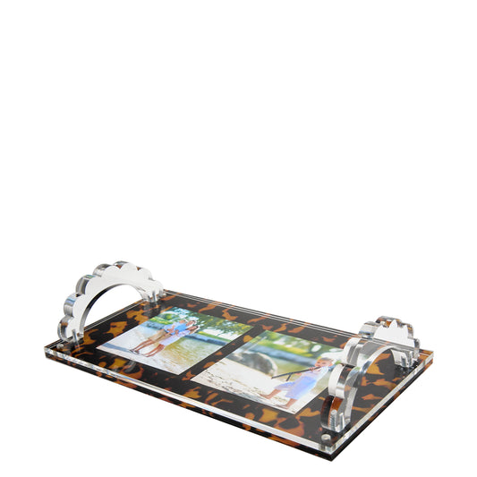 Tortoise Base Acrylic Scallop Handle Photo Tray