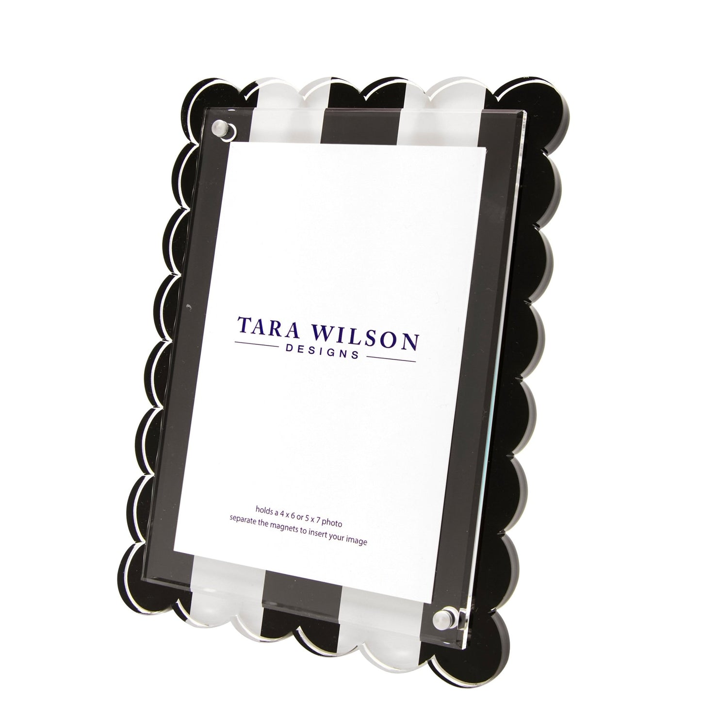 Black & White Stripe Acrylic Scallop Frame - Tara Wilson Designs