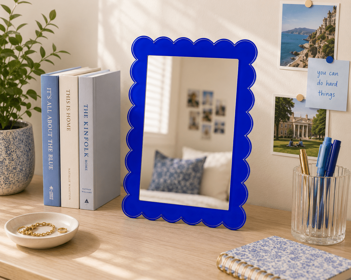 Blue Acrylic 11" x 13" Scallop Mirror - Tara Wilson Designs