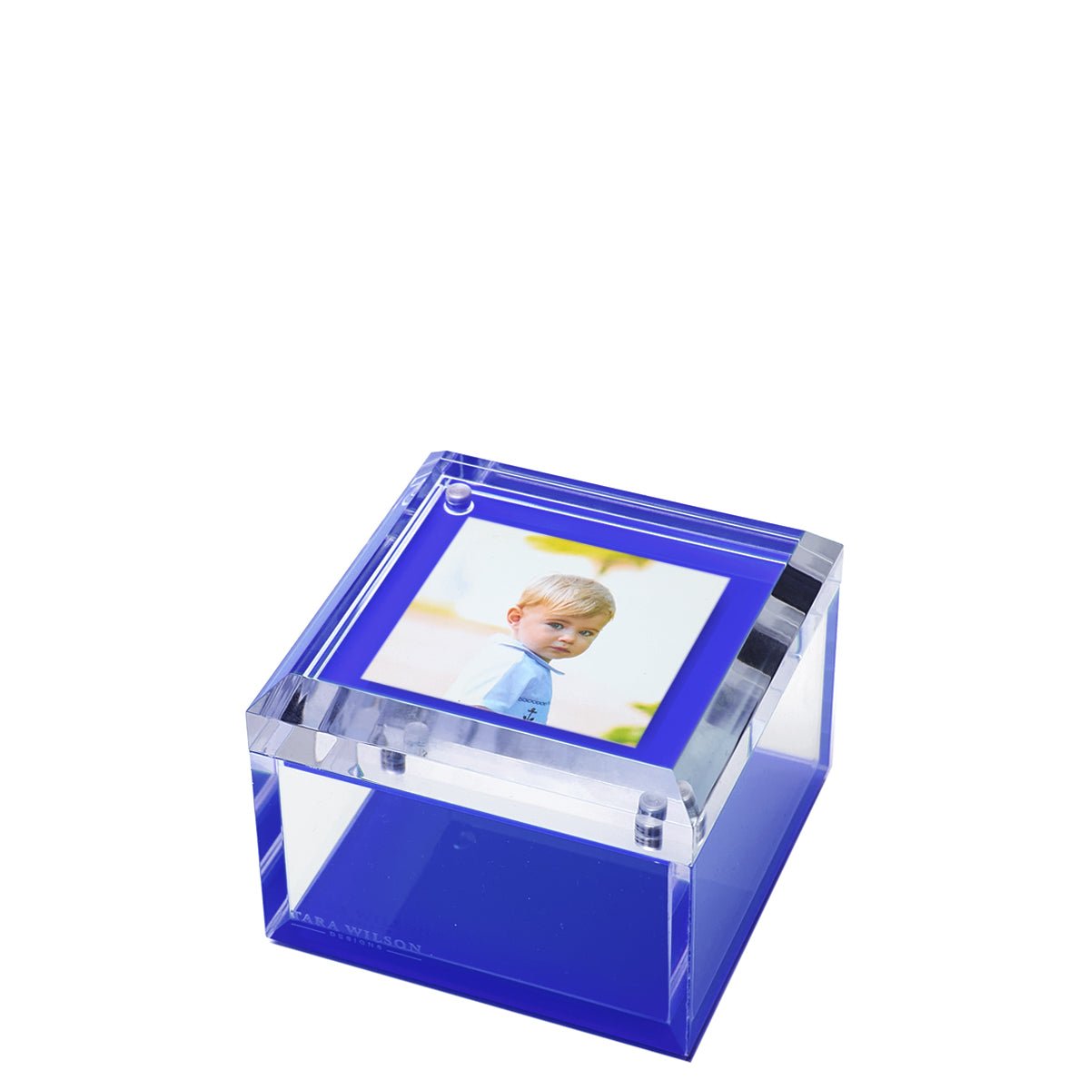 Blue Acrylic 4" x 4" Photo Box - Tara Wilson Designs