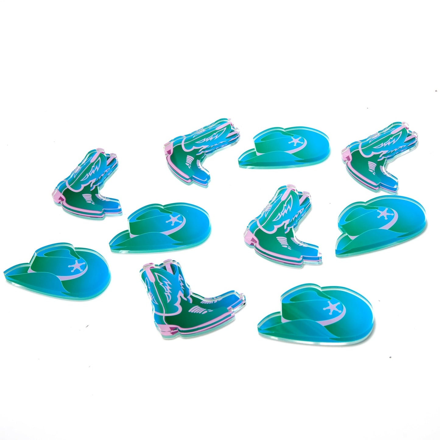 Blue Cowboy Hat & Boot Acrylic Tic Tac Toe - Tara Wilson Designs