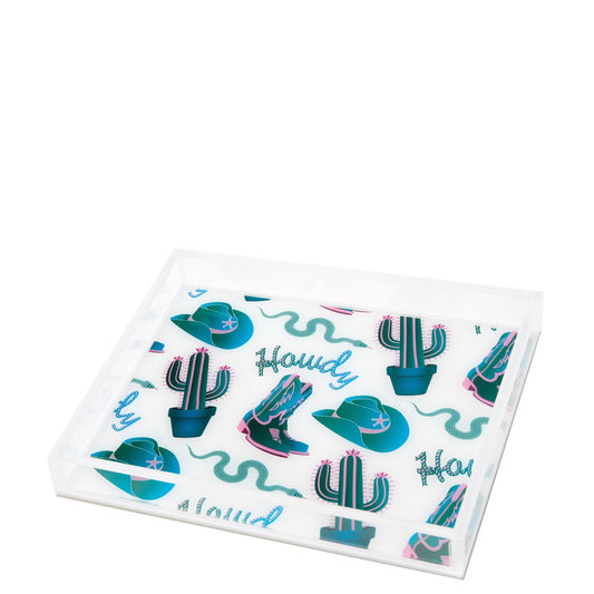 Blue Cowgirl Acrylic Tray - Tara Wilson Designs
