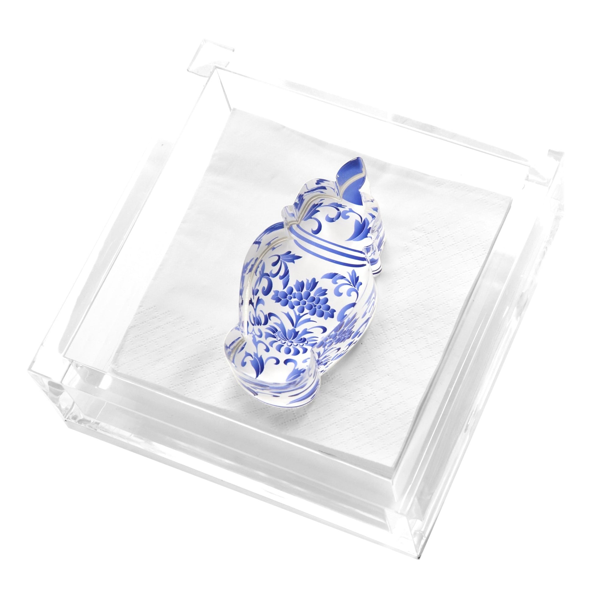 Blue Ginger Jar Acrylic Cocktail Napkin Holder - Tara Wilson Designs