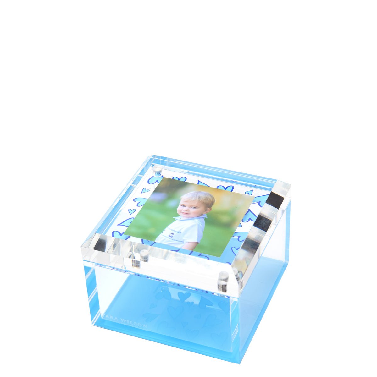 Blue Heart Acrylic 4" x 4" Photo Box - Tara Wilson Designs