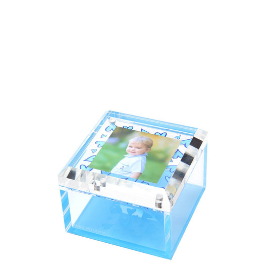 Blue Heart Acrylic 4" x 4" Photo Box - Tara Wilson Designs
