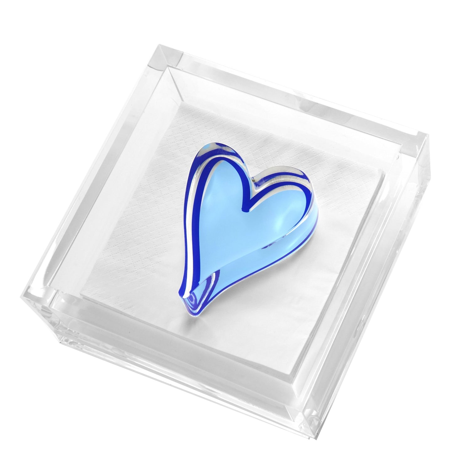 Blue Heart Acrylic Cocktail Napkin Holder - Tara Wilson Designs