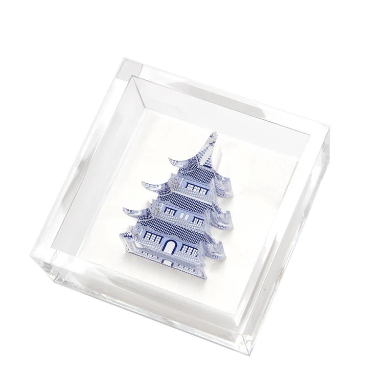 Blue Pagoda Acrylic Cocktail Napkin Holder - Tara Wilson Designs