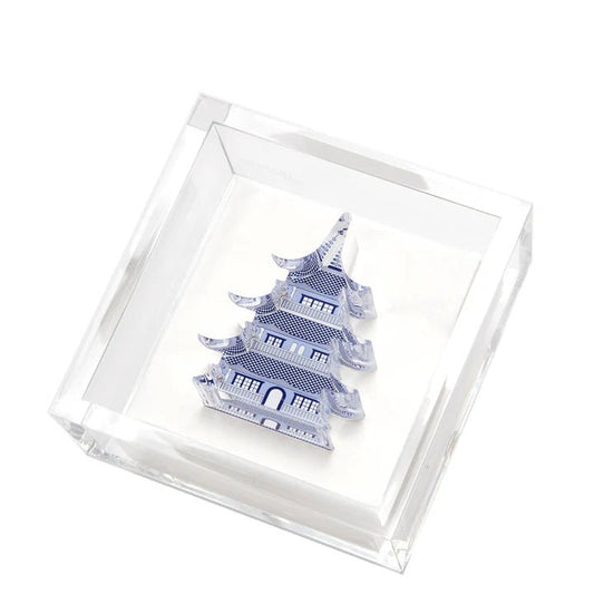 Blue Pagoda Acrylic Cocktail Napkin Holder - Tara Wilson Designs