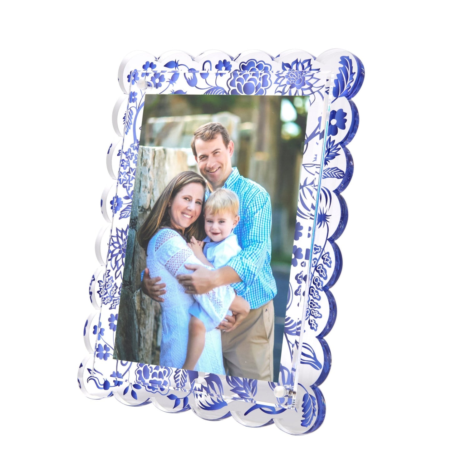 Blue Toile Acrylic Scallop Frame - Tara Wilson Designs