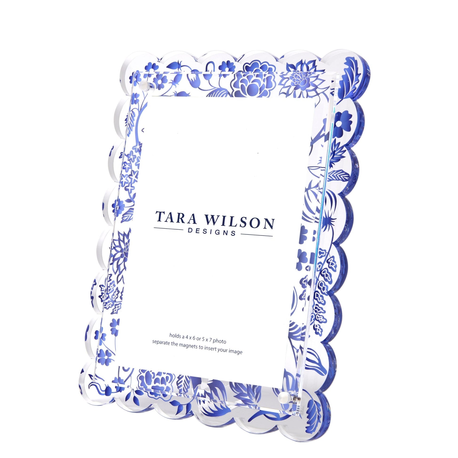 Blue Toile Acrylic Scallop Frame - Tara Wilson Designs
