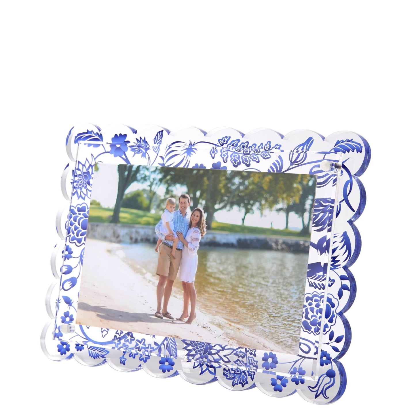 Blue Toile Acrylic Scallop Frame - Tara Wilson Designs