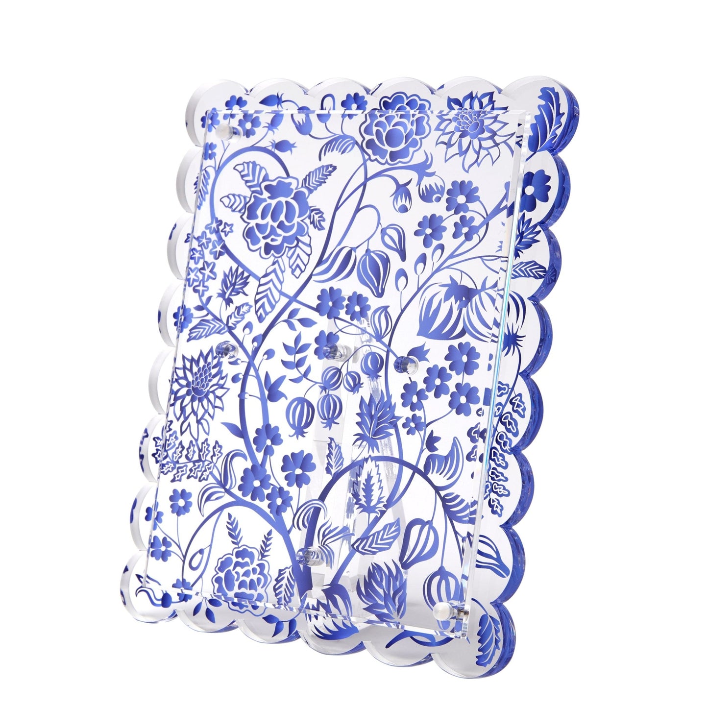 Blue Toile Acrylic Scallop Frame - Tara Wilson Designs