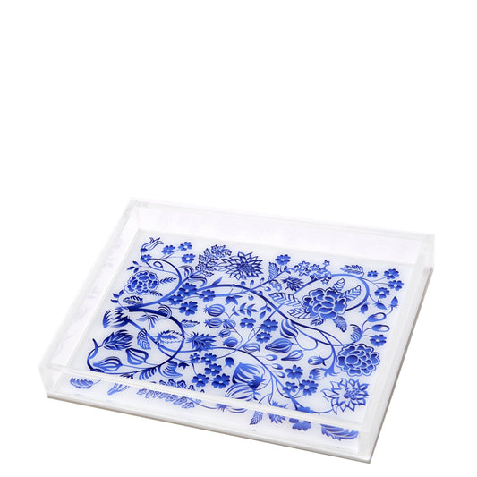Blue Toile Acrylic Tray - Tara Wilson Designs