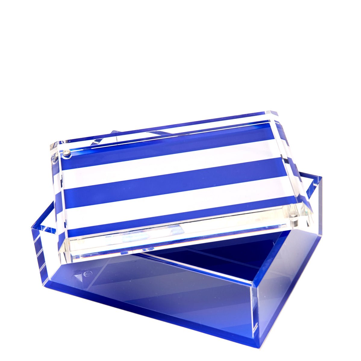 Blue & White Stripe Acrylic 5" x 7" Photo Box - Tara Wilson Designs