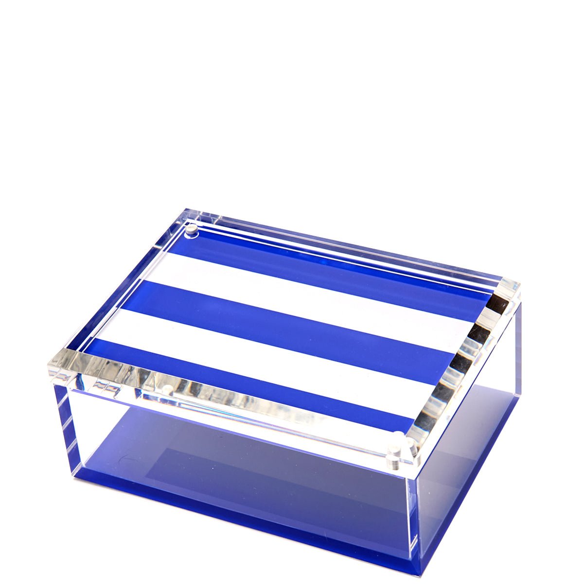 Blue & White Stripe Acrylic 5" x 7" Photo Box - Tara Wilson Designs