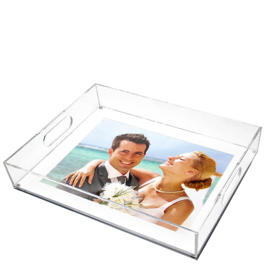 Clear Acrylic 13" x 16" Photo Tray with White Mat - Tara Wilson Designs