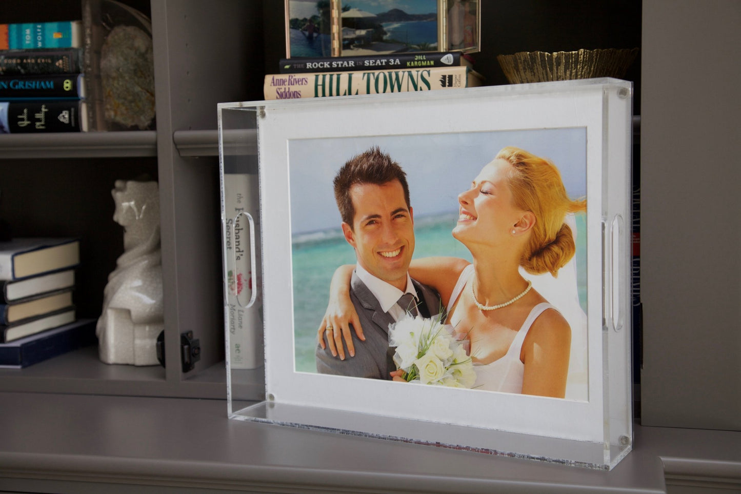 Clear Acrylic 13" x 16" Photo Tray with White Mat - Tara Wilson Designs